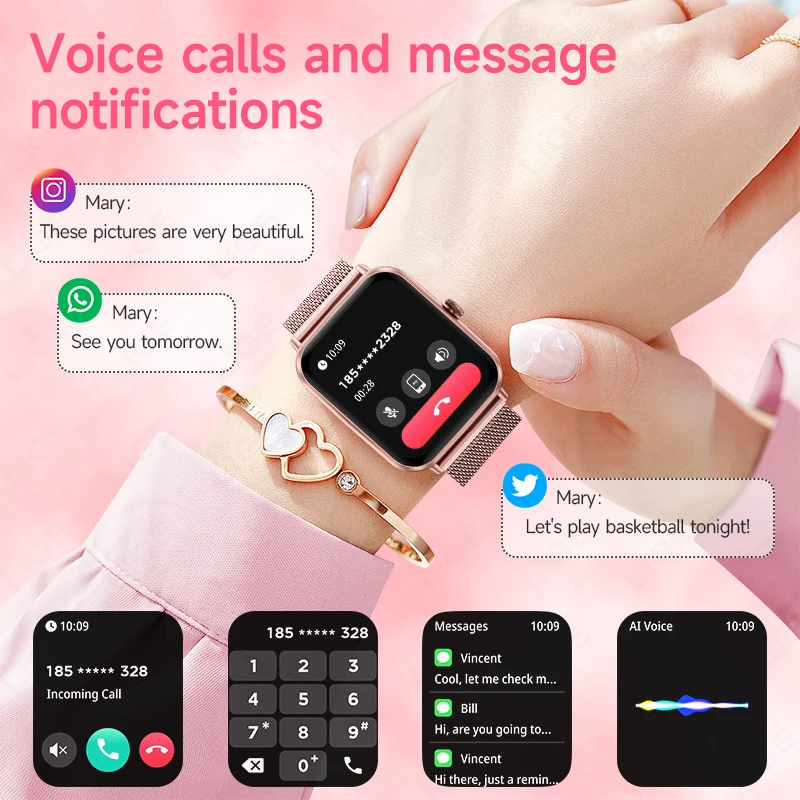 LIGE Smart Watches Ladies Bluetooth Call Sports Bracelet For Android IOS Women‘s Health Monitor Gift Music Clock Smartwatch Men