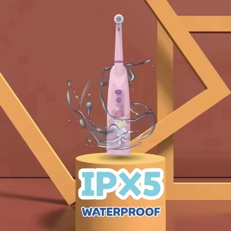 어린이 소닉 전동 칫솔 배터리 작동 IPX5 방수 만화 디자인 치아 미백을위한 부드러운 강모 회전 브러시