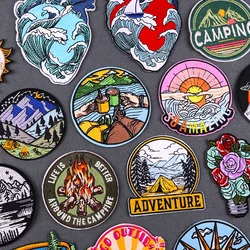 Outdoor Adventure Embroidery Patches For Clothes Soamazing Iron On Patches For Clothes Camping Sew On Backpack Mountain Stickers