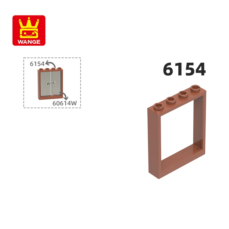 wange 6154 100g/54 pcs 1x4x4 Window Block Moc Color Accessories Compatible with Brick DIY Children's Toy Assembly Parts