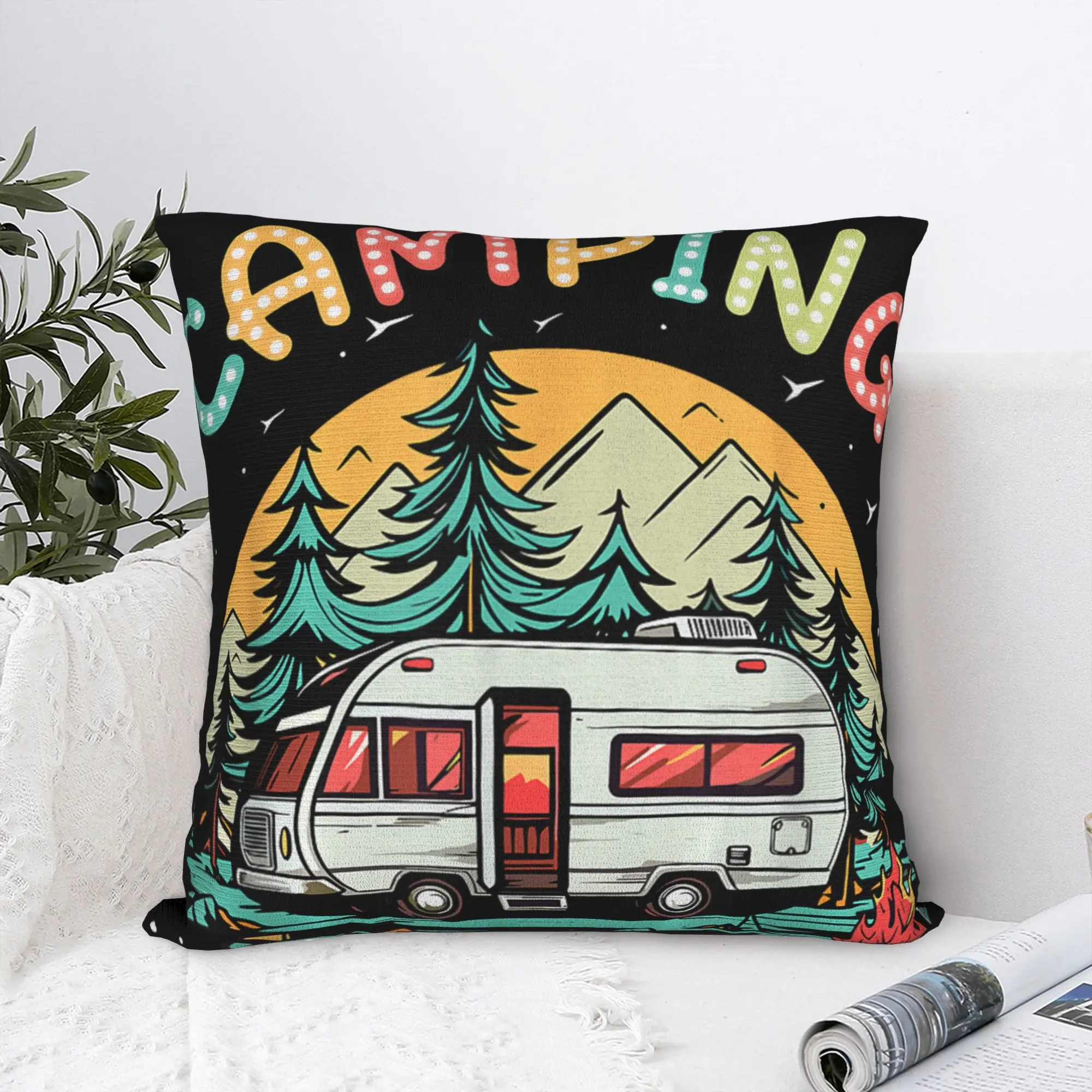 Camping is My Therapy Pillow Case  Fashion Pillow Cover Graphic Pillowcases For Sofa Home Decoration