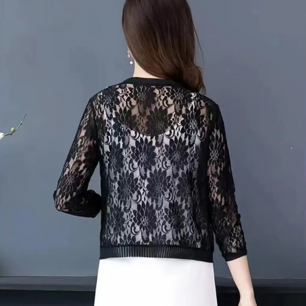 Trendy Open Front Breathable Ladies Summer Casual Top Cover Up Soft Women Casual Lace Cardigan Womenswear