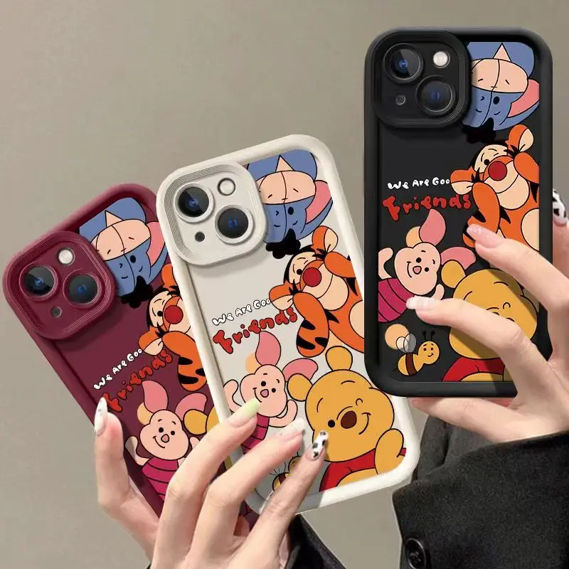 Cartoon Winnie Bear Painting Phone Case For OPPO Reno 11 10 5G 8T 8 Pro 8Z 7Z 6Z 5Z 8 5 6 Lite 7 4G Cover