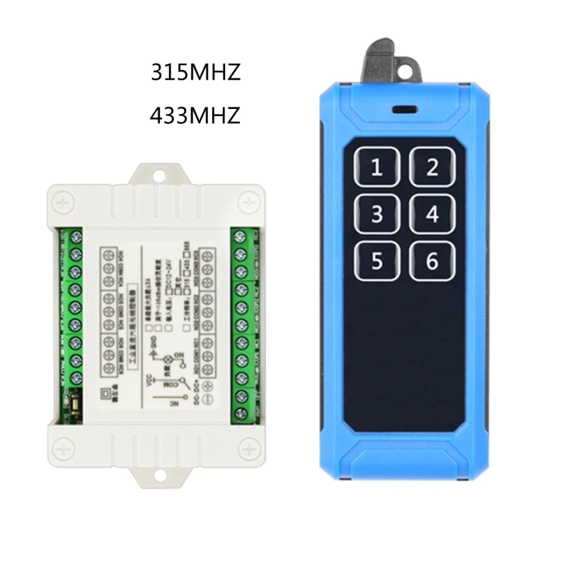 315Mhz 433Mhz RF Remote Control Wireless Switch DC 12V-36V 6CH 6 Way Relay Receiver and 6CH Transmitter for Door Lock F19E