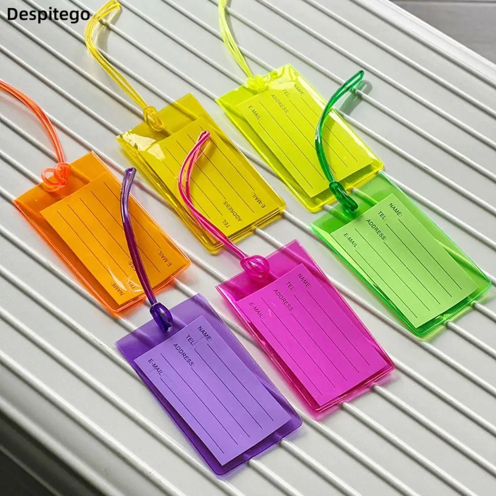 

PVC Fluorescent Colorful Luggage Tag Holder Boarding Pass Travel Tag Card Cover Aircraft Anti Loss Hang Tags