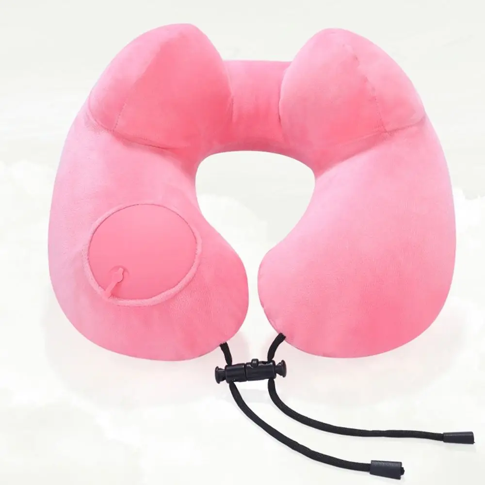 Relaxation U-Shaped Inflatable Travel Pillow Soft Hand Pressing Press To Inflate Pillow Portable Foldable Neckrest Pad Airplane