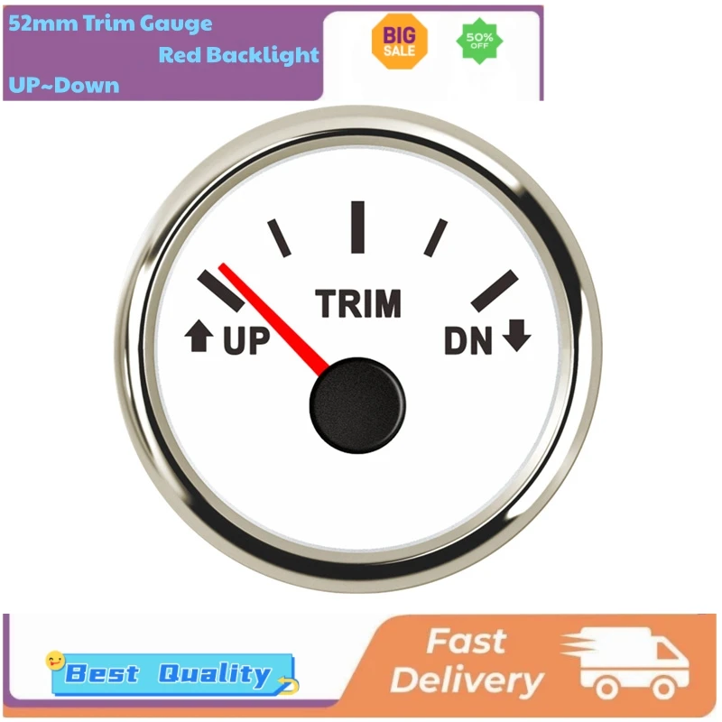 52mm Up to Down Show Trim Gauges 0-190ohm Input Signal Trim Meters 9-32vdc Balance Sheet for Auto Truck Bus Boat Yacht Vessel