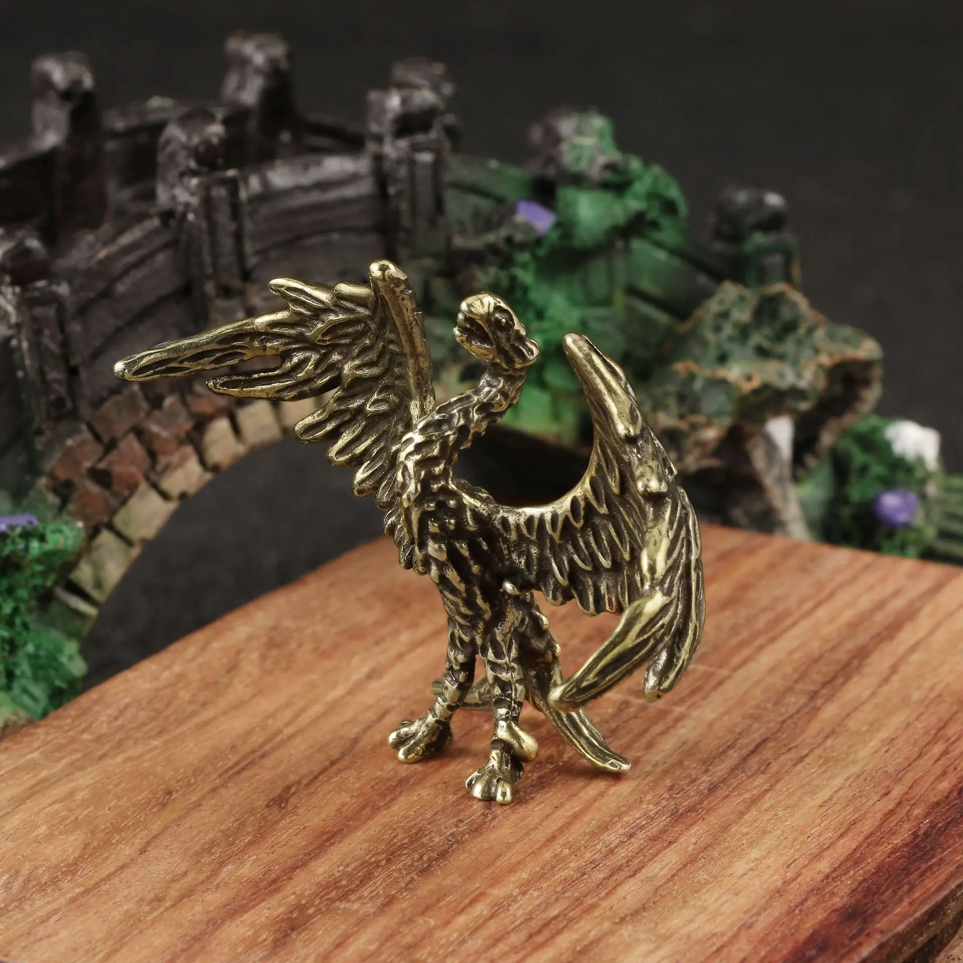 Vintage Brass Phoenix Fantasy Griffin Figurine  Mythical Beast Home Office Desk Decor Collectible Mini Statue Collectible Gift