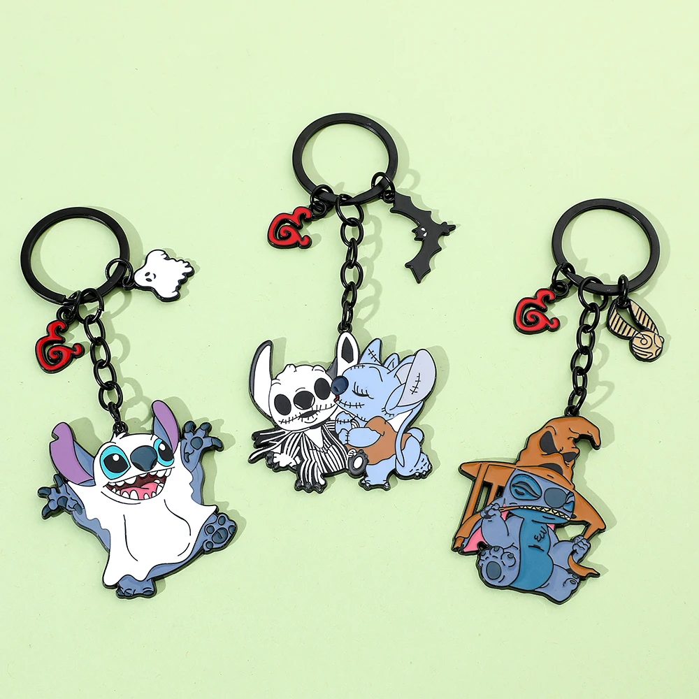 Disney Anime Stitch Keychain, Creative, Halloween, Ghost Bag, Car Key Chain, Keyring Charm, Pendant Accessories, Kids Xmas, 1Pc