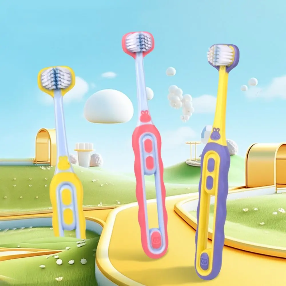 

2 шт., детская зубная щетка с мягкой щетиной, трехмерная зубная щетка для ухода за полостью рта, трехсторонняя зубная щетка, эффективная глубокая чистка