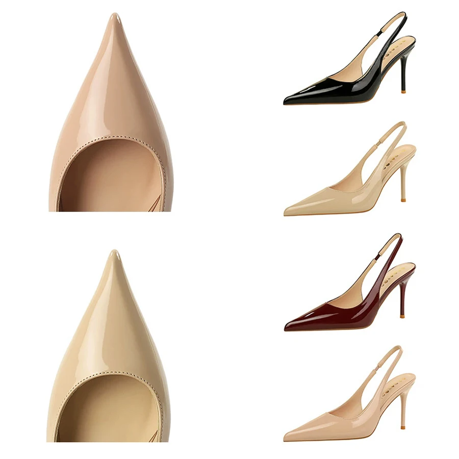 Ladies' 9 cm Heels Women Sandal Summer Shoes Pointed Women Pumps Patent Leather High-heeled Sandals Stiletto Sexy Party Shoes