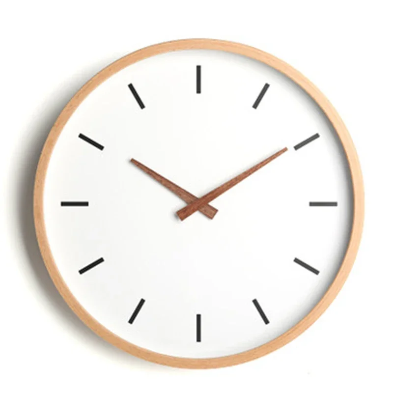 Simple Wood Wall Clock Living Room Silent Nordic Bedroom Quartz Wall Clock Office Round Clocks Wall Watches Home Decor