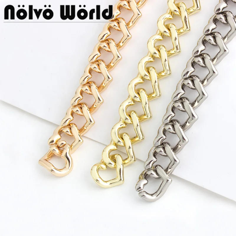 0.5-5meters 3 colors Alloy Material 19mm Heart alloy heavy durable bracelet chain Accessories brand bag chain strap