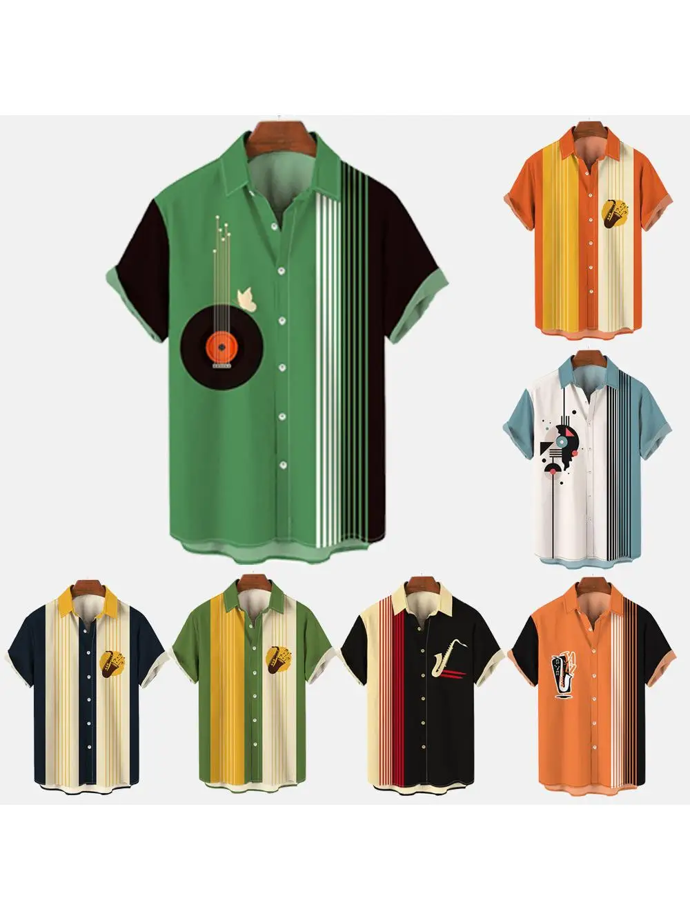 

Street Music Pattern 3D Printed ort Sve Men's Hawaiian irt Cleanfit Collar Polyester Fiber Summer 2025 New Arrival