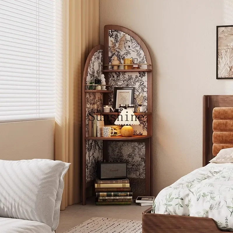 

Solid wood corner rack retro bedroom corner cabinet