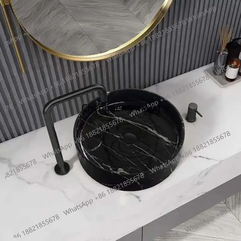 

Накладная раковина из натурального мрамора для отелей и дома, для балкона, маленькая, круглая, одинарная, для туалета