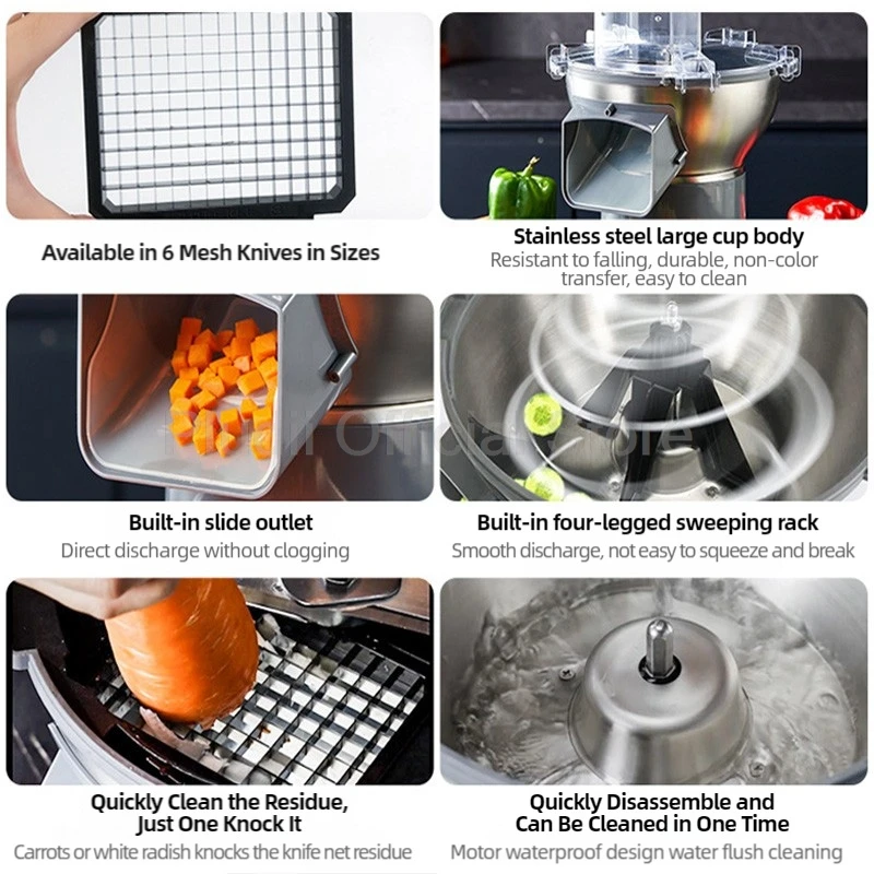 M1 Commercial Vege Dicer Multifunctional Food Processor Compact Chives Scallion Slicer Kitchen Restaurant Home