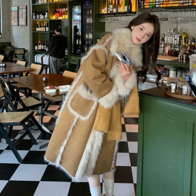 Fashionable Outcoat Faux Fur One-piece Faux Fox Coat Loose Fluffy and Thickened Fur Coat Warm Jacket Off-season Treatment Coat