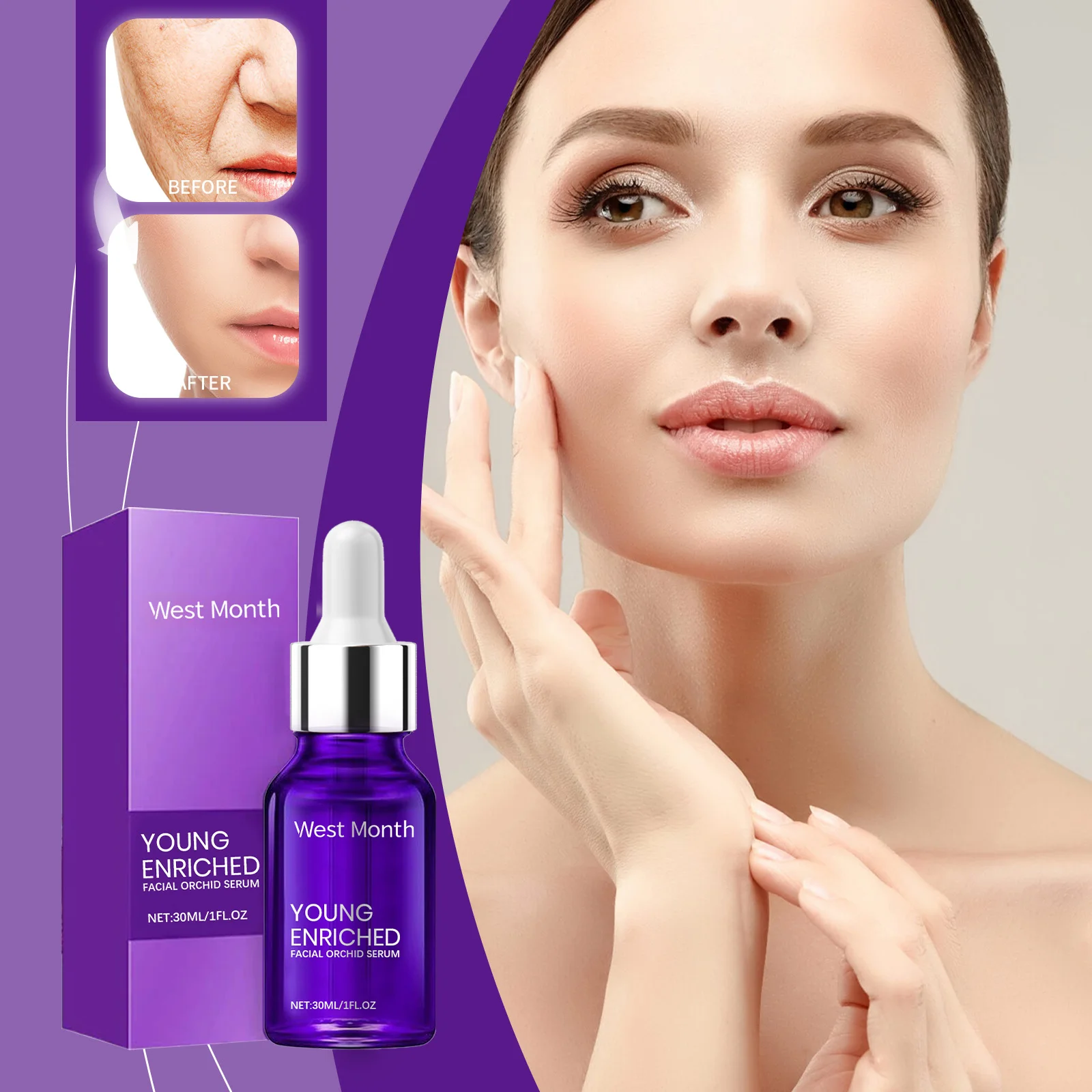 YOUNG Enriched Facial Orchid Serum - Anti-Aging Face Serum for Women & Men, Hydrating & Firming Serum with Orchid Extract