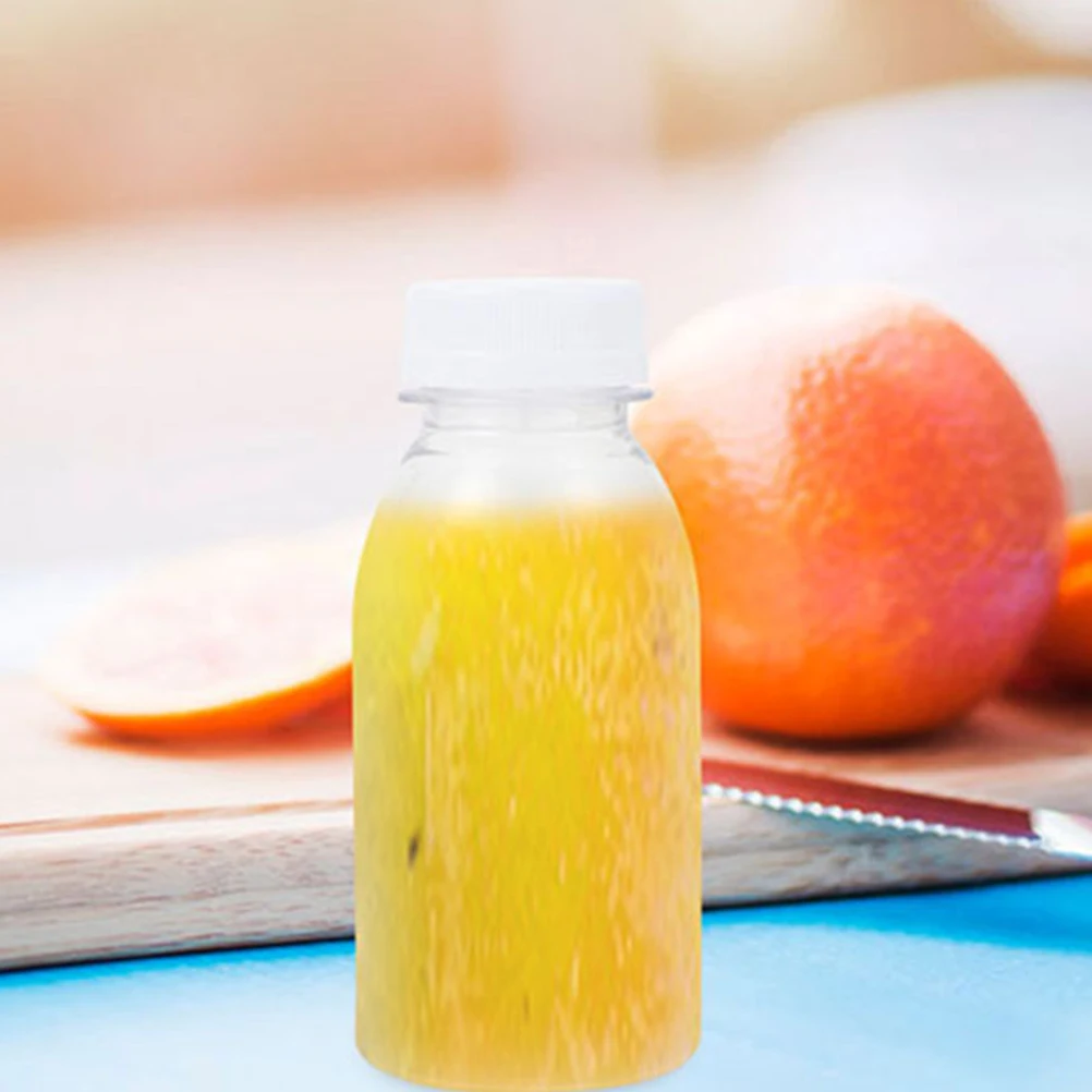 25 قطعة من الزجاجات البلاستيكية المدمجة القابلة لإعادة الاستخدام 100 مللي حاويات شفافة لعصير الحليب والعصائر والنزهات والمشي لمسافات طويلة زجاجات صغيرة للعصير #6