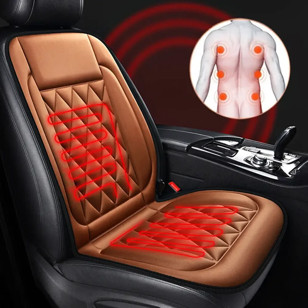 2PCS Winter Car Heated Seats 12V Driver Seat Cover Electric Heated Car Seat Heating Cushion Covers Heating Pads Set Cushions