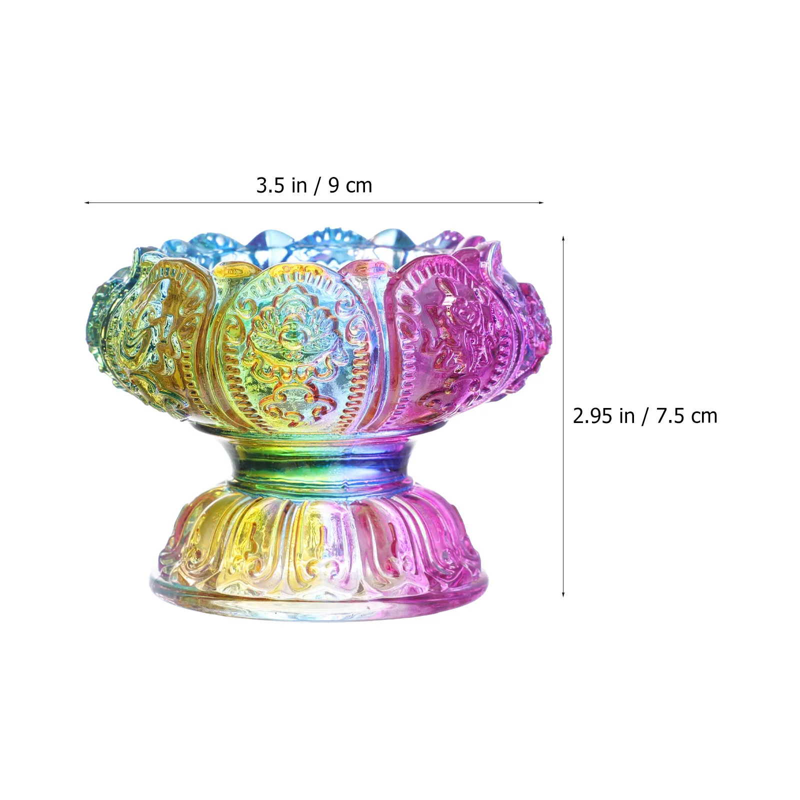 2Pcs Glazed Lotus Butter Lamp Holder Holder Buddha Candlestick Buddha Supply Table Decor Scene Layout