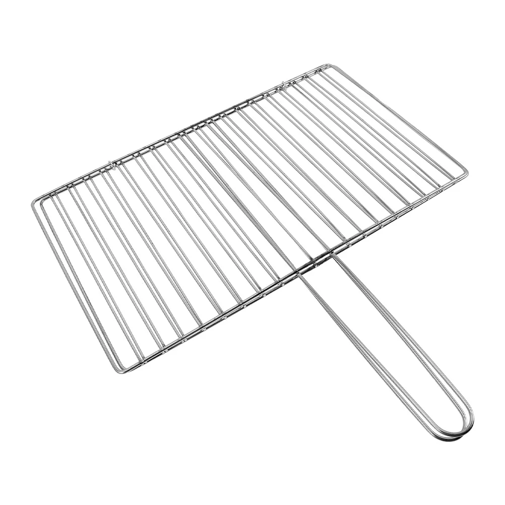 

Heavy Duty Stainless Steel Fish Grilling Rack Handle Outdoor Bbq Campfire Cooking Tool for Meat Vegetables Shrimp Vertical Style
