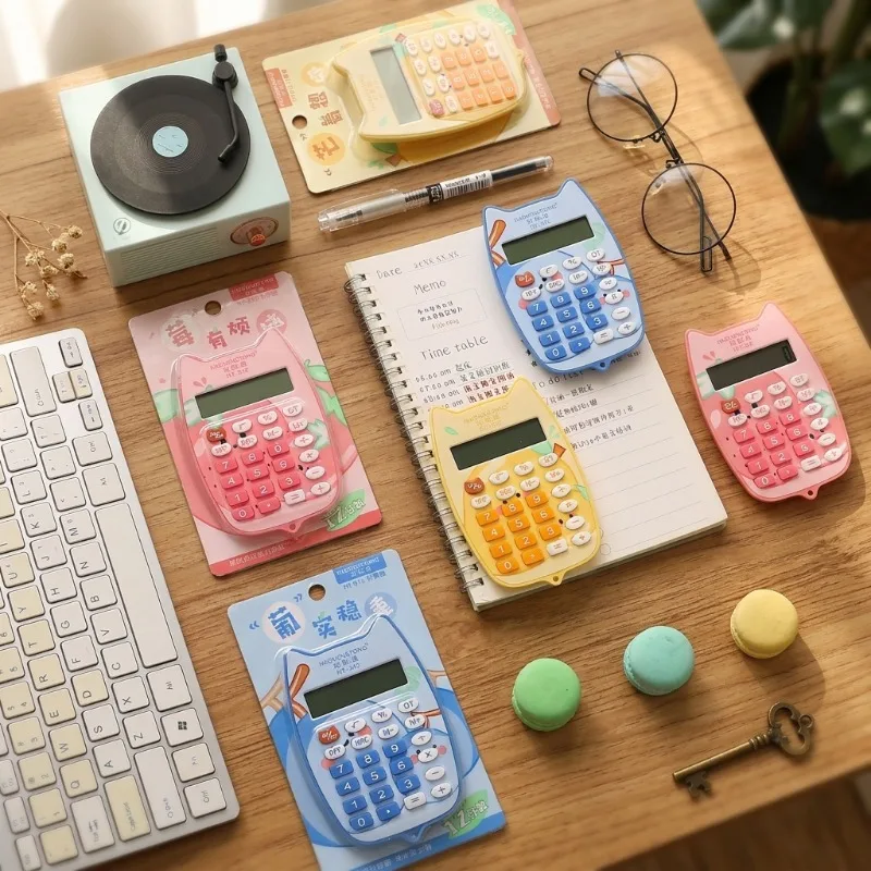 Cute 12-digit Calculator for Kids Portable Silent Design Compact Size Suitable for Junior High School Students Daily Study