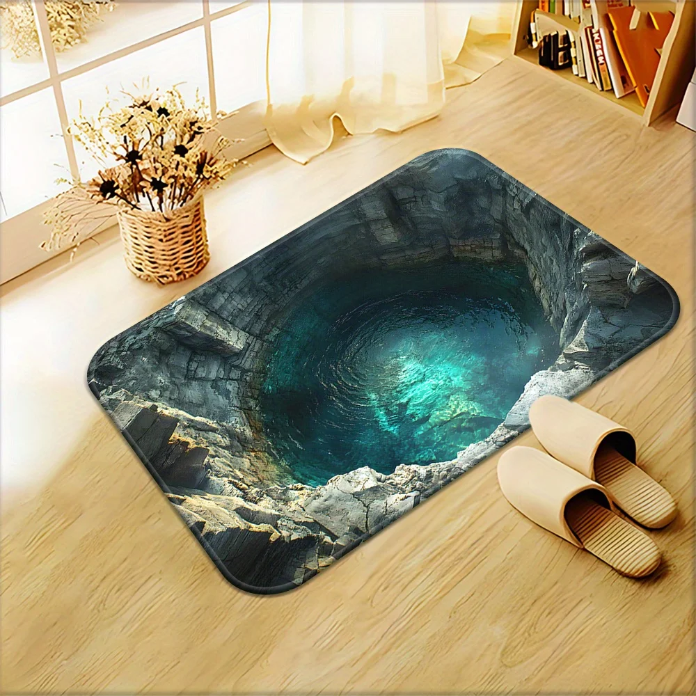 Deep Sea Vortex Mat for Entryway 3D Illusion Bath Mat, Unique Indoor Outdoor Floor Decor Anti Slip Carpet Can Be Machine Washed