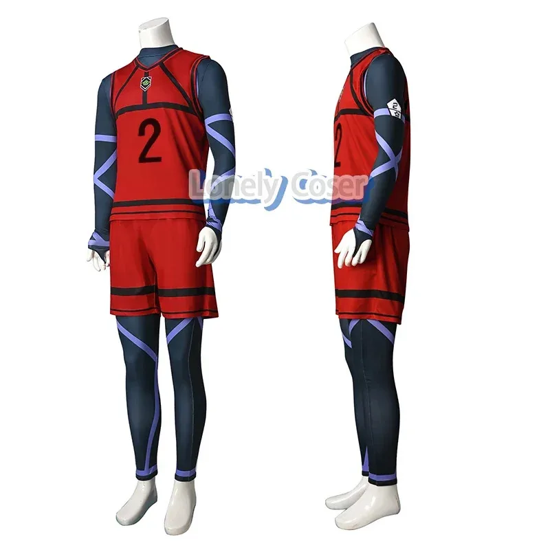 Parrucca del costume cosplay uniforme rossa Anime Blue Lock Jyubei Aryu #   2 tute gilet pantaloncini squadra calcio club abbigliamento sportivo maglia da uomo