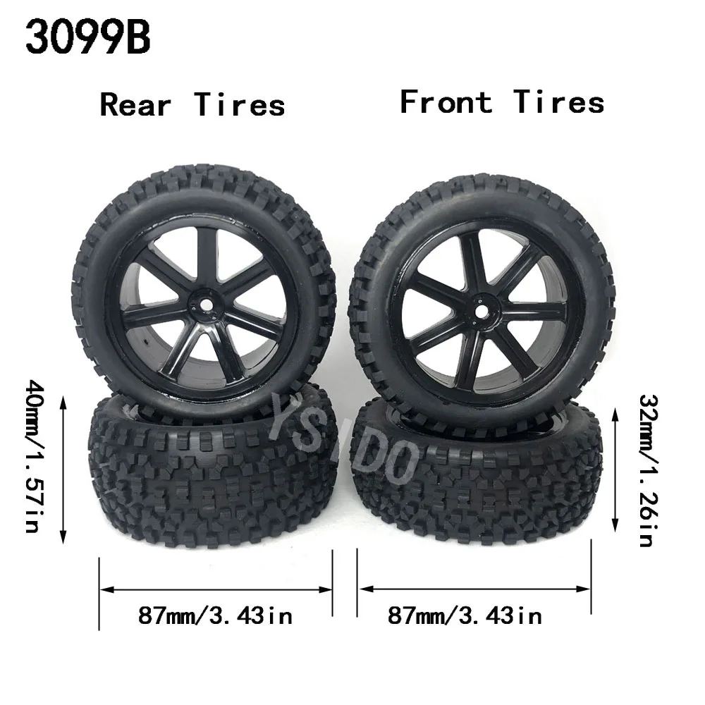 4PCS YSIDO 87mm Front Rear RC Car Tires Wheels For Redcat HPI HSP Traxxas ZD Racing RC 1/10 Off Road Buggy Car