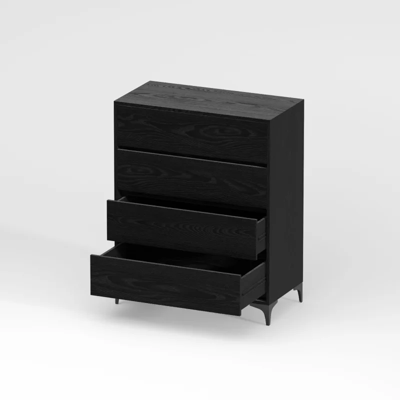 Home Italian minimalist four-chest cabinet bedroom light luxury modern high-end black cabinet living room high-end drawer storag