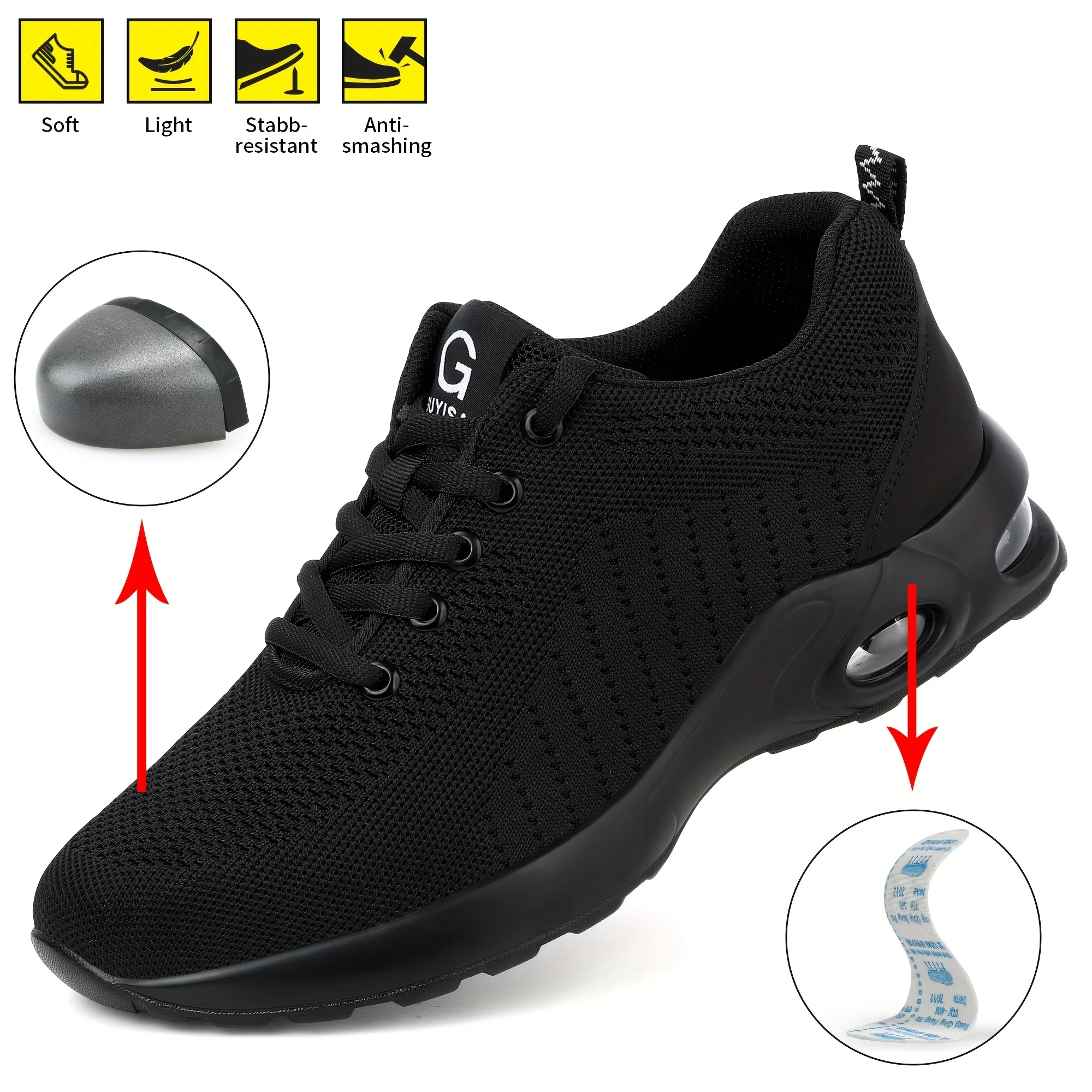 Air Cushion Work Safety Shoes For Men Women Breathable Work Sneakers Steel Toe Shoes Anti-puncture Safety Protective Shoes 36-46
