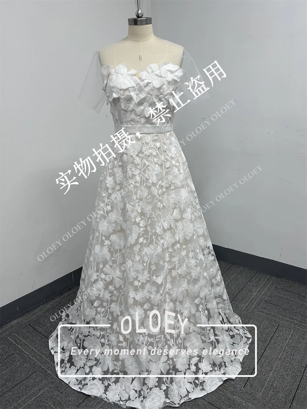 OLOEY Elegant Full Lace A Line Korea Wedding Dresses Sweetheart Floor Length Bridal Gowns Corset Back Photo Shoot Customized image 4