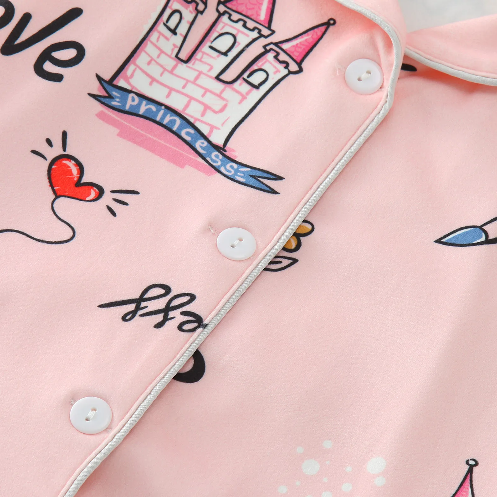 Pigiama modello cartone animato maniche lunghe set pigiama per bambini bambini stampa grafica pantaloni lunghi bottoni set da 2 pezzi indumenti da notte per ragazze