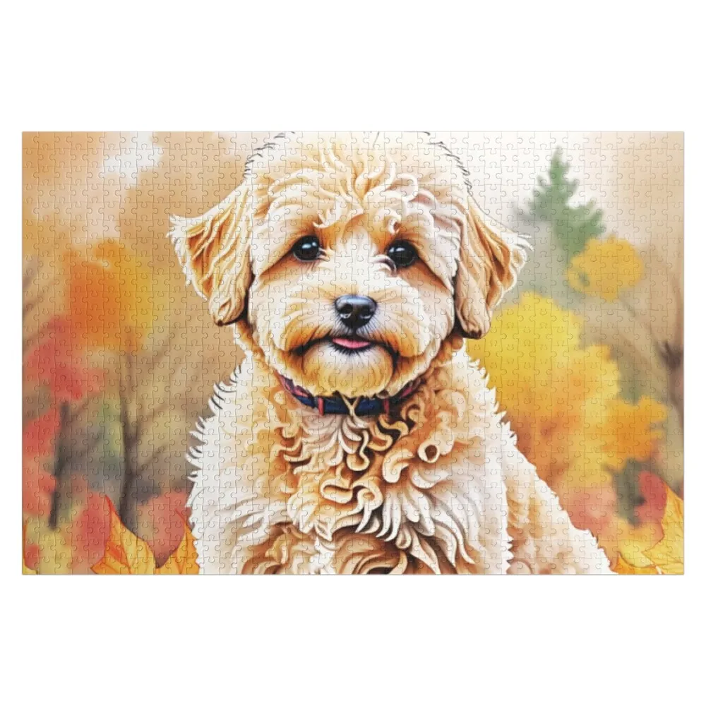

Maltipoo In Autumn Jigsaw Puzzle Personalized Gifts Wooden Boxes Personalize Personalized Baby Toy Puzzle