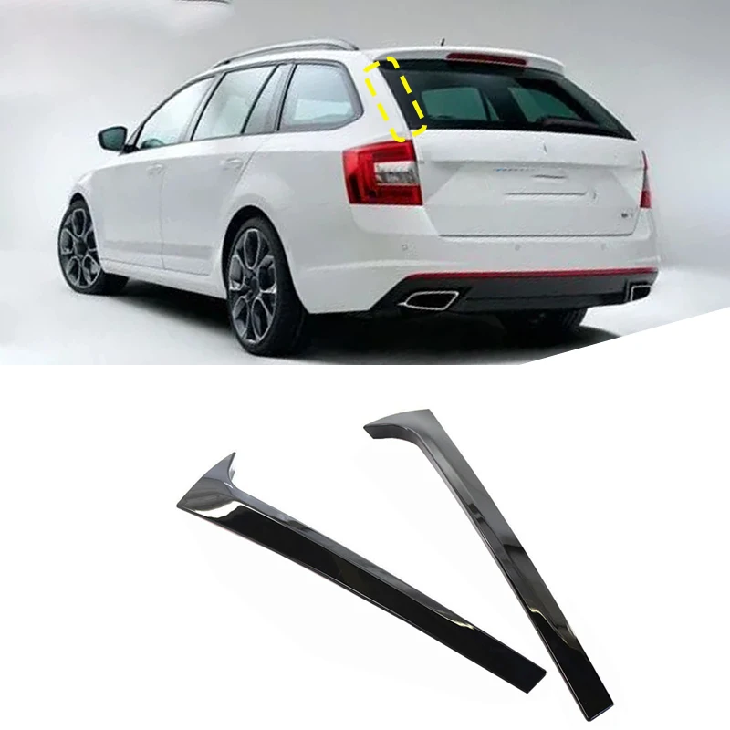 Image of Glänzend schwarz Auto Heckscheibe Seitens poiler abs Spoiler Canards Flügel Splitter Streifen Heckscheibe für Skoda Octavia Estate 14-19