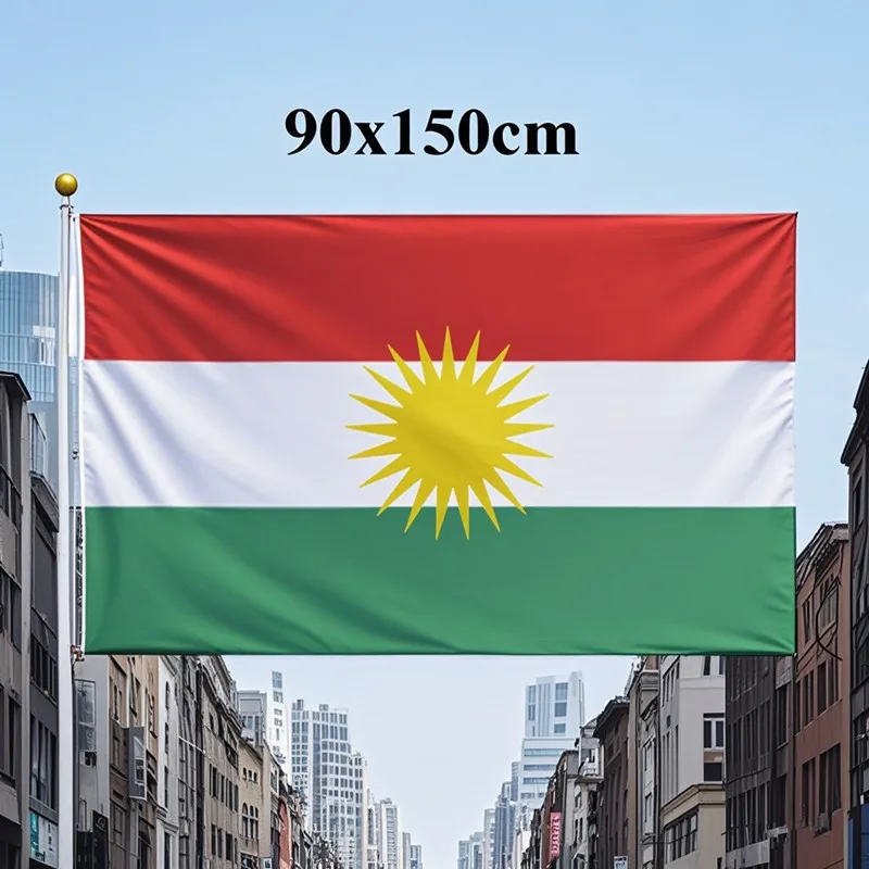 Kurdish flag 90X150cm polyester hanging Kurdish Kurdistan Hanging And Bannes Printed Home Flag For Decoration