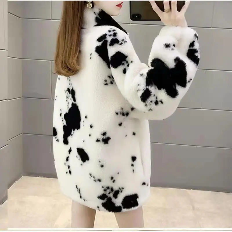 New Style Fur Grain Sheep Shearling Coat Lamb Wool Coat Fur All-in-one Women's Mid-length