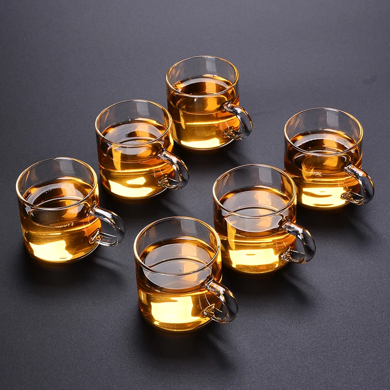 6Pcs/Box 100ML Household Thicken Glass Teacup Heat Resistant High Temperature Explosion Proof Coffee Milk Rose Flower Tea Cups