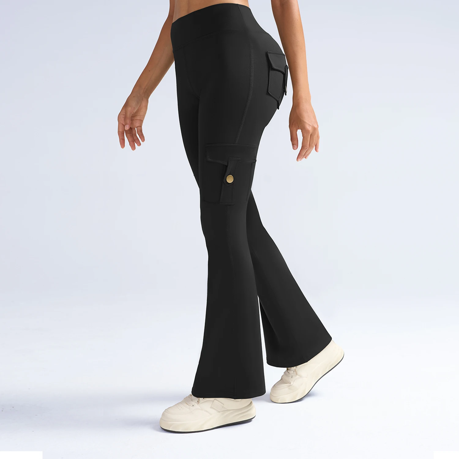 المرأة جيب البضائع مضيئة السراويل عالية الخصر ضئيلة الورك رفع جرس قيعان الشارع الشهير موضة تنوعا بنطلون النساء طماق