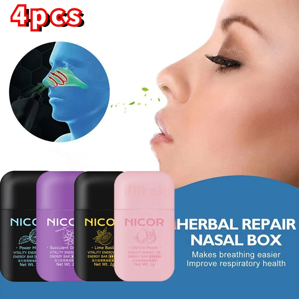 4pcs Nasal Inhaler Mint Nasal Essential Oil Menthol Inhaler Relieve Rhinitis Fatigue Refreshing Artifact Thailand Aromatherapy