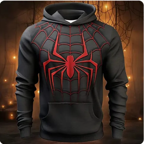 2026 Neuer Herren-Kapuzenpullover – 3D-Digital-Spinnen-Print – Trendiger American-Streetwear/Harajuku/Y2K-Stil Bequemer Pullover – Detail 6