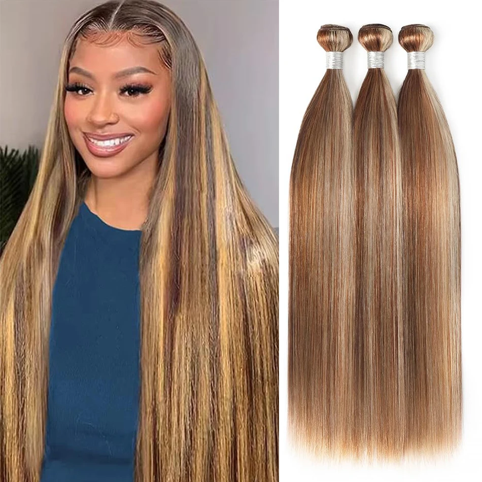 

100% Unprocessed Double Drawn Vietnamese Human Hair Ombre Bone Straight Hair Bundles Highlight P613/4/27 Blonde Silky Straight