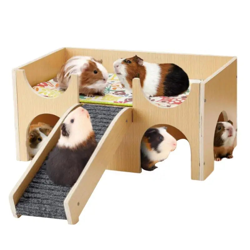 

Hamster Houses And Hideouts Wooden Gerbil House 2-Layer Pet Animal Hideouts Habitat With Stairs For Hedgehog Hamster Guinea