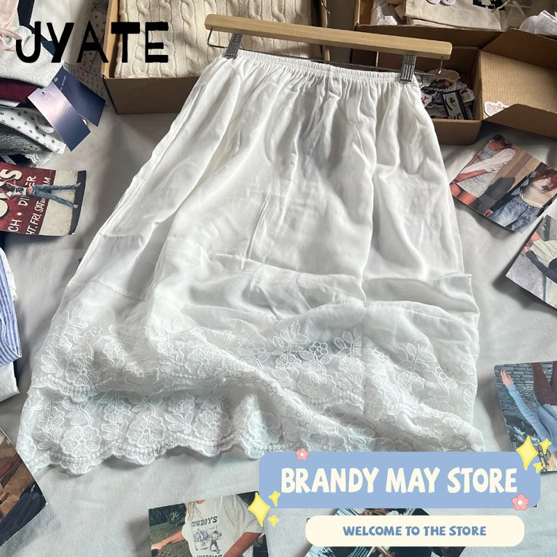 Mode blanc dentelle garniture mignon a-ligne jupes femmes été nouveau coton décontracté genou longueur jupe Vintage Chic doux court Faldas Y2K
