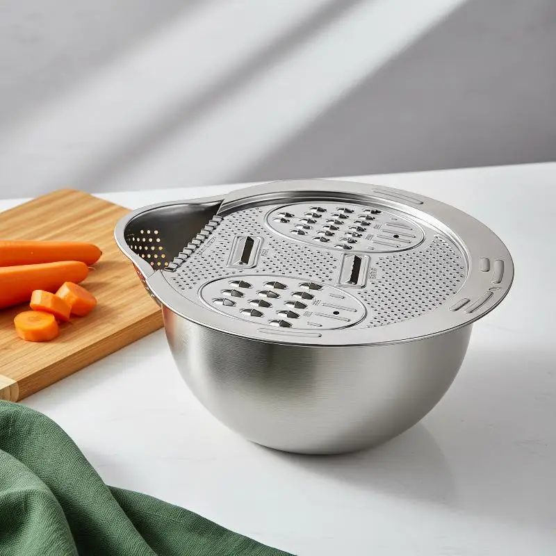 Multifunctional Vegetable Cutter 1/2PCS Slicer Shredder with Drain Basket for Kitchen Rice Washing Veggie Preparation