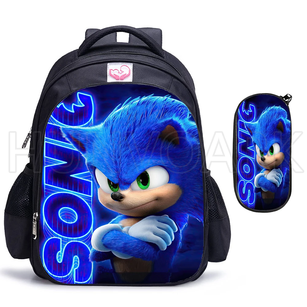 

16inch Primary SONIC RACING School Bags Cartoon Orthopedic Boys Girls Capacity Backpacks Kids Mochilas For Birthday Gift