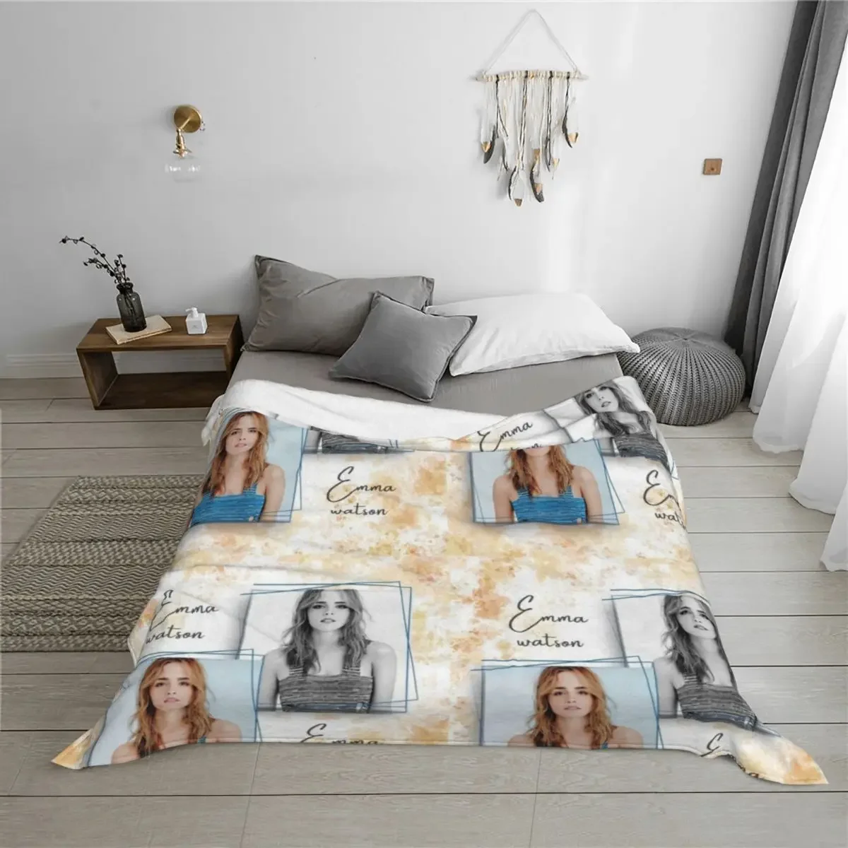 إيما واتسون رمي بطانية الفانيلا ريتروس بطانيات للأرائك بطانيات أشعث