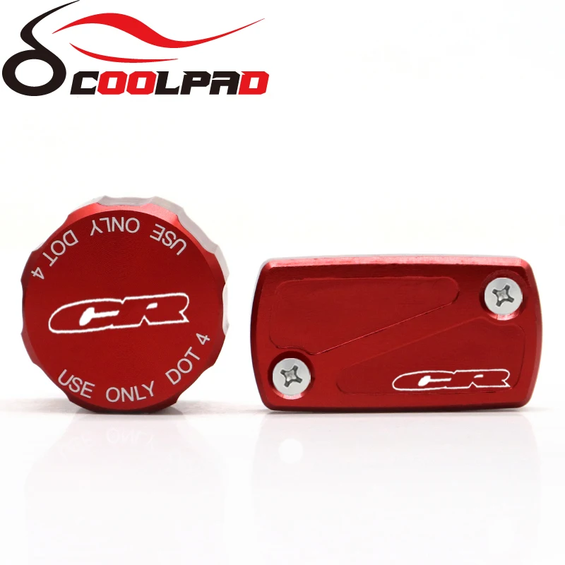 Front Rear Brake Reservoir Cover For HONDA CR 250R 125R 85R 80R 500R CR250R CR85R CR80R Motorcycle Brake Pump Oil Fluid Caps CNC